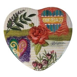 Brighton Heart Shaped Jewelry Organizer Storage Tin Gift Box Trinket Collectible
